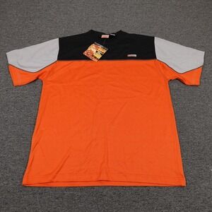 Vintage No Fear Shirt Mens Medium Orange Black Gray Colorblock Deadstock